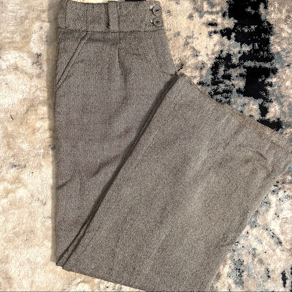 Wide leg herringbone trousers